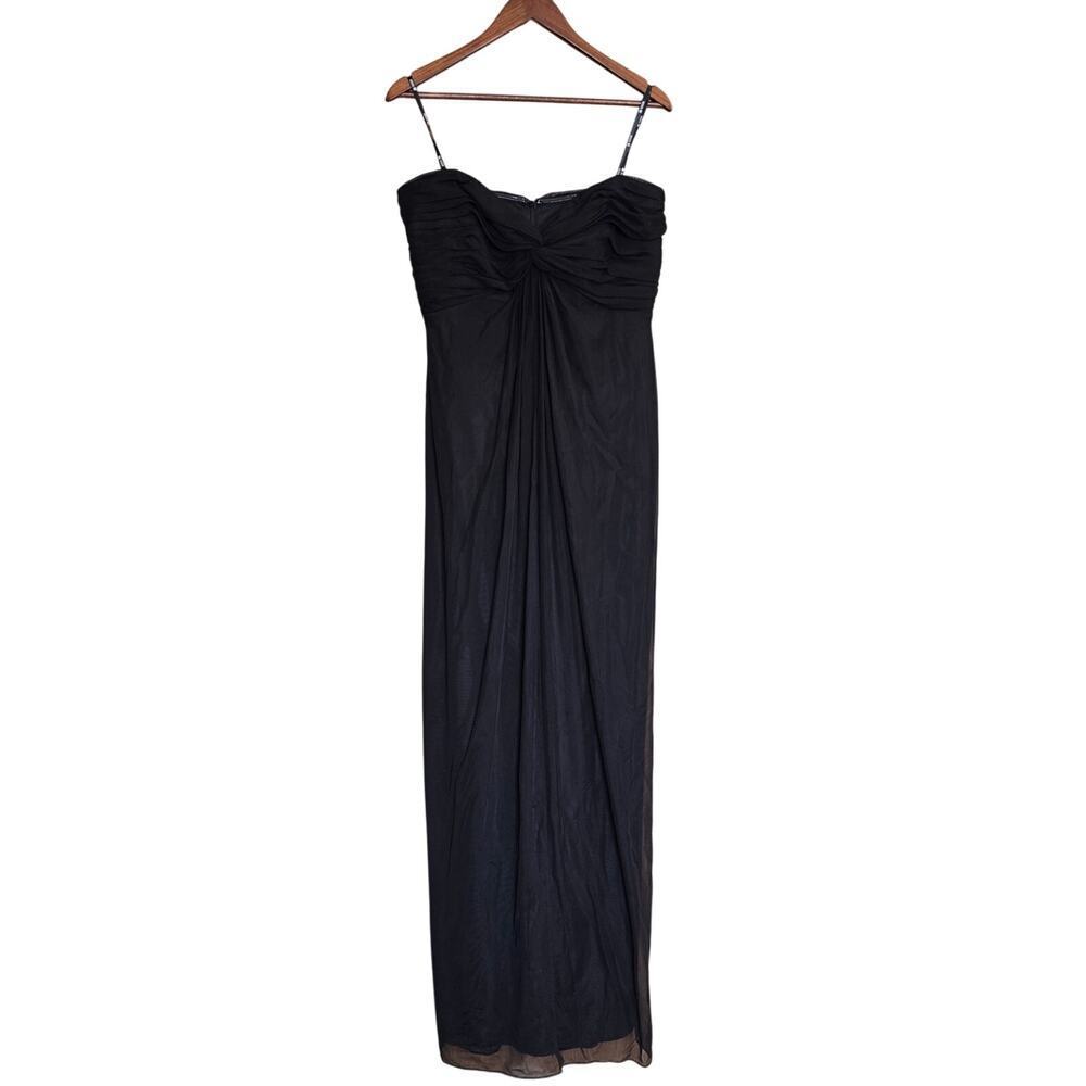 T by Tadashi Shoji Strapless Ruched Long Formal Gown Dress Vintage Chiffon - Picture 2 of 14